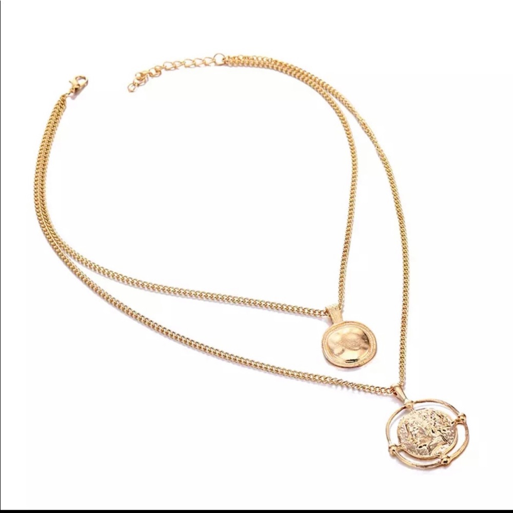 Medallion Coin Layered Necklace - Picture 6 of 7